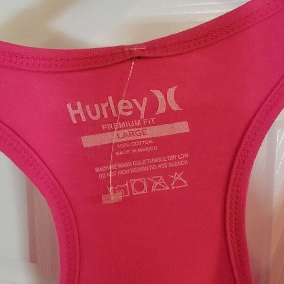 Hurley Racerback Tank Top pink heart size large NWOT - Picture 3 of 3